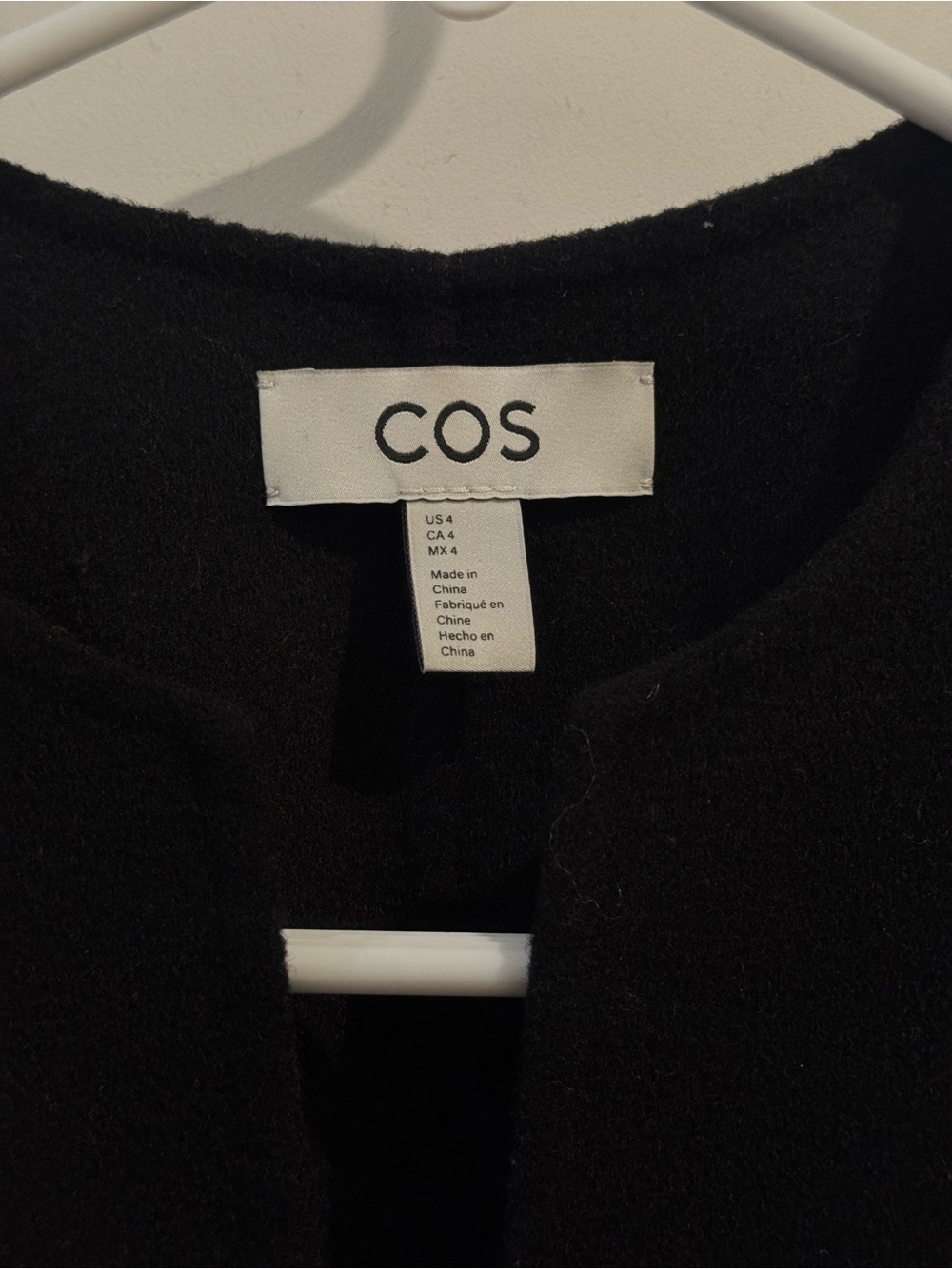 COS Deep V-Neck Sleeveless Top Oversized Vest Waistcoat Wool Size 4 - Picture 3 of 5